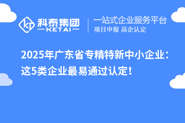2025年廣東省專精特新中小企業：這5類企業最易通過認定！