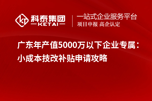 廣東年產(chǎn)值5000萬(wàn)以下企業(yè)專屬：小成本技改補(bǔ)貼申請(qǐng)攻略