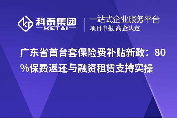 廣東省首臺套保險費補貼新政：80%保費返還與融資租賃支持實操