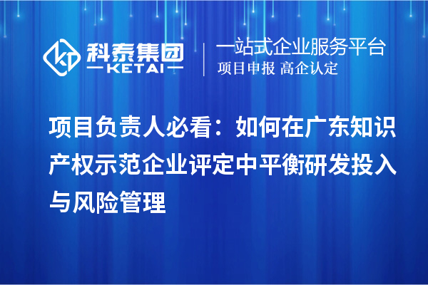項目負責人必看：如何在廣東知識產權示范企業評定中平衡研發投入與風險管理
