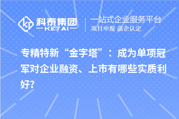 專精特新“金字塔”：成為單項冠軍對企業融資、上市有哪些實質利好？
