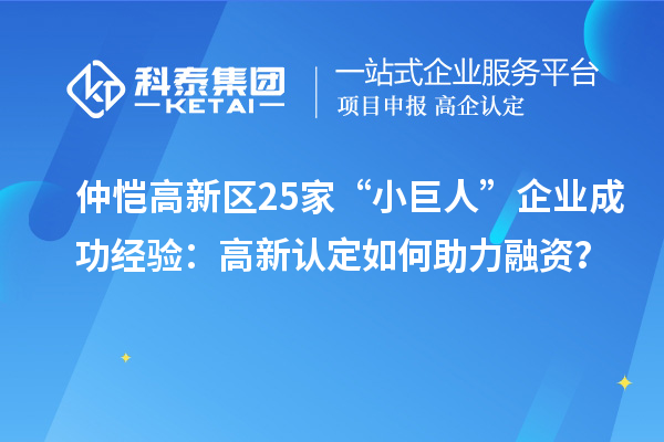 仲愷高新區25家“小巨人”企業成功經驗：高新認定如何助力融資？