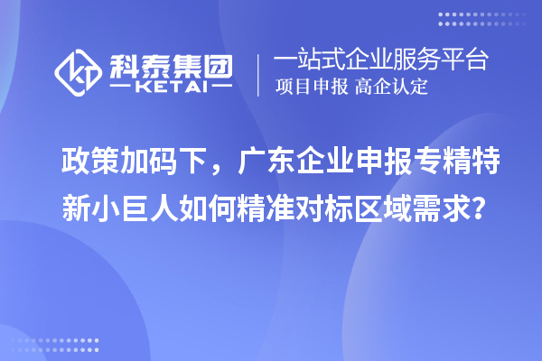 政策加碼下，廣東企業申報專精特新小巨人如何精準對標區域需求？
