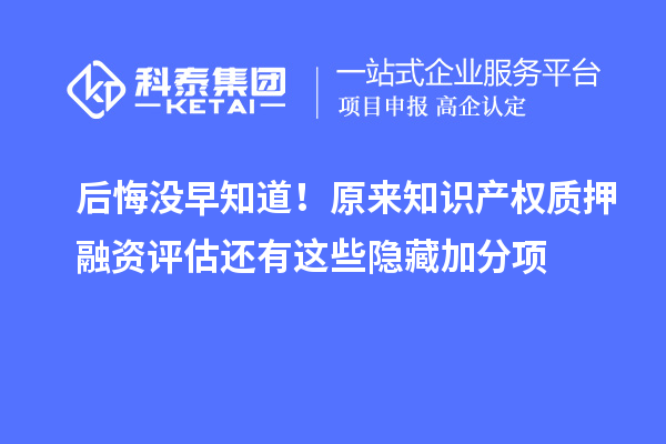 后悔沒早知道！原來知識產(chǎn)權(quán)質(zhì)押融資評估還有這些隱藏加分項