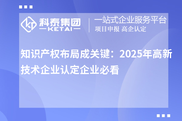 知識產(chǎn)權(quán)布局成關鍵：2025年高新技術企業(yè)認定企業(yè)必看