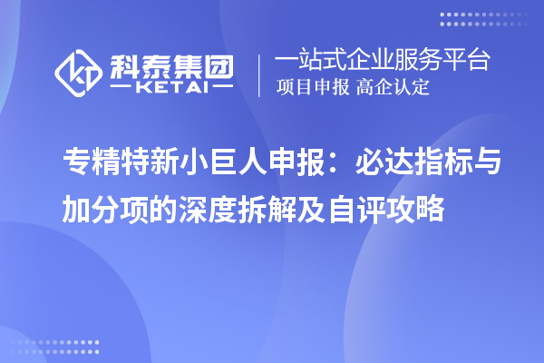 <a href=http://www.xjsygy.com/fuwu/zhuanjingtexin.html target=_blank class=infotextkey>專精特新小巨人申報</a>：必達指標與加分項的深度拆解及自評攻略