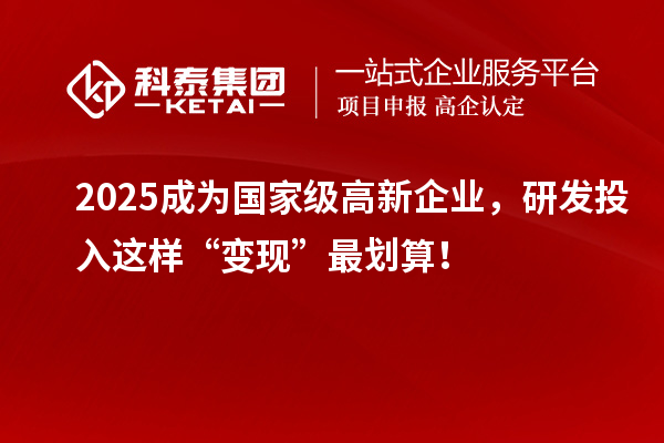 2025成為國家級高新企業，研發投入這樣“變現”最劃算！