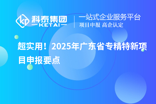 超實(shí)用！2025年廣東省專精特新項(xiàng)目申報(bào)要點(diǎn)