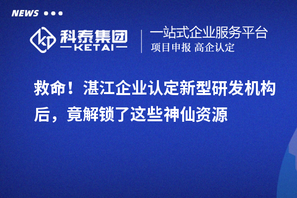 救命！湛江企業(yè)認(rèn)定新型研發(fā)機(jī)構(gòu)后，竟解鎖了這些神仙資源