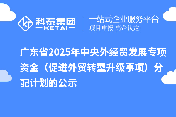 廣東省2025年中央外經(jīng)貿(mào)發(fā)展專項(xiàng)資金（促進(jìn)外貿(mào)轉(zhuǎn)型升級事項(xiàng)）分配計(jì)劃的公示