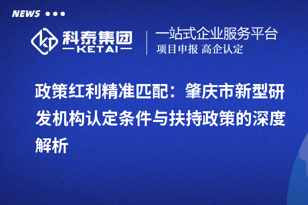 政策紅利精準匹配：肇慶市新型研發(fā)機構認定條件與扶持政策的深度解析