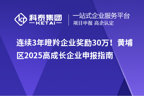 連續3年瞪羚企業獎勵30萬！黃埔區2025高成長企業申報指南
