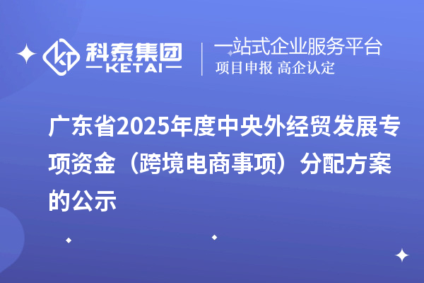 廣東省2025年度中央外經(jīng)貿(mào)發(fā)展專項資金（跨境電商事項）分配方案的公示