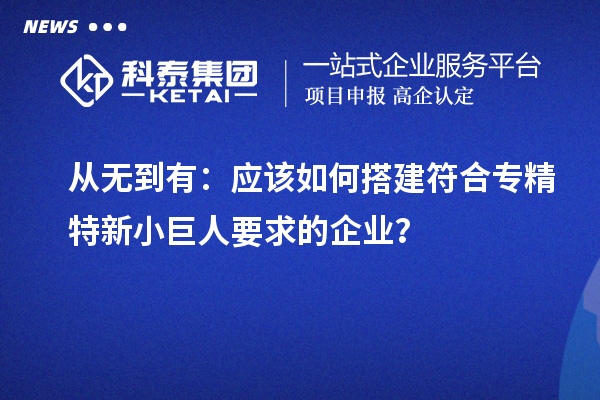 從無到有：應該如何搭建符合專精特新小巨人要求的企業？