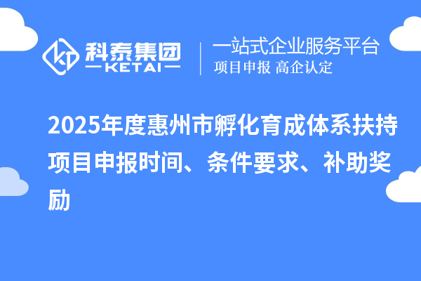 2025年度惠州市孵化育成體系扶持項目申報時間、條件要求、補助獎勵