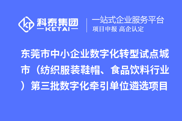 東莞市中小企業(yè)數(shù)字化轉(zhuǎn)型試點城市（紡織服裝鞋帽、食品飲料行業(yè)）第三批數(shù)字化牽引單位遴選項目前置性審核結(jié)果