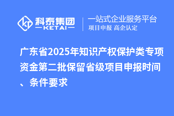 廣東省2025年知識產權保護類專項資金第二批保留省級項目申報時間、條件要求