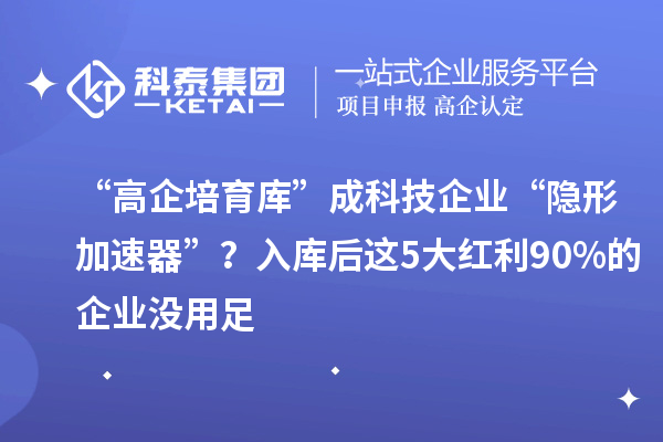 “高企培育庫”成科技企業“隱形加速器”？入庫后這5大紅利90%的企業沒用足