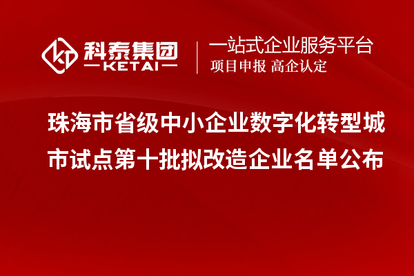 珠海市省級(jí)中小企業(yè)數(shù)字化轉(zhuǎn)型城市試點(diǎn)第十批擬改造企業(yè)名單公布
