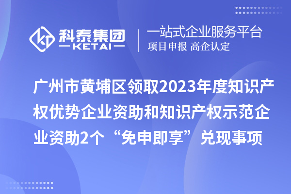 廣州市黃埔區(qū)領(lǐng)取2023年度知識(shí)產(chǎn)權(quán)優(yōu)勢(shì)企業(yè)資助和知識(shí)產(chǎn)權(quán)示范企業(yè)資助2個(gè)“免申即享” 兌現(xiàn)事項(xiàng)資金