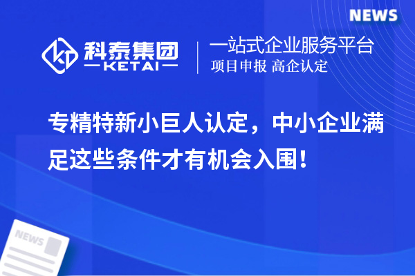 專精特新小巨人認(rèn)定，中小企業(yè)滿足這些條件才有機(jī)會(huì)入圍！