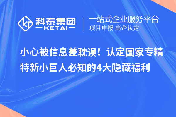 小心被信息差耽誤！認(rèn)定國(guó)家專精特新小巨人必知的4大隱藏福利