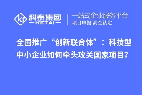 全國推廣“創(chuàng)新聯(lián)合體”：科技型中小企業(yè)如何牽頭攻關(guān)國家項目？