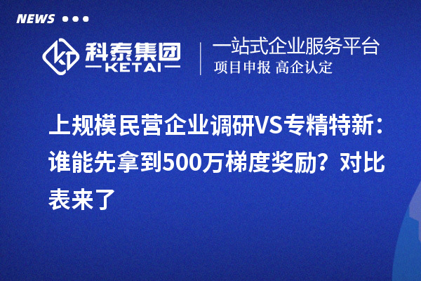 上規模民營企業調研VS專精特新：誰能先拿到500萬梯度獎勵？對比表來了