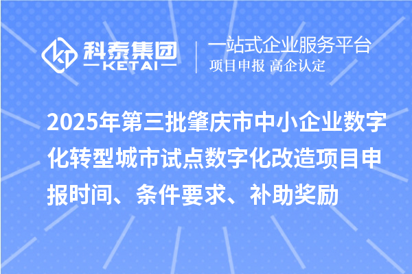 2025年第三批肇慶市中小企業數字化轉型城市試點數字化改造項目申報時間、條件要求、補助獎勵