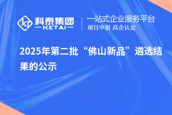 2025年第二批“佛山新品”遴選結果的公示