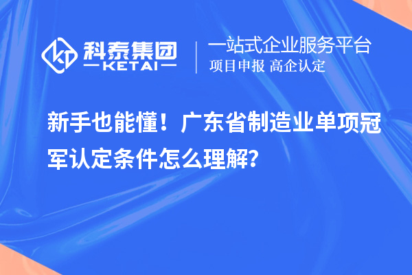 新手也能懂！廣東省制造業單項冠軍認定條件怎么理解？