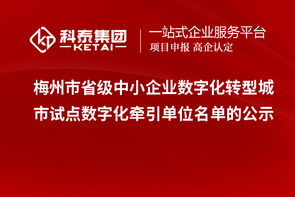 梅州市省級中小企業數字化轉型城市試點數字化牽引單位名單的公示