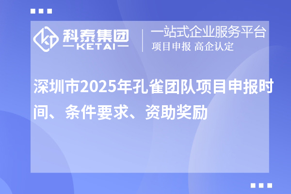 深圳市2025年孔雀團隊項目申報時間、條件要求、資助獎勵