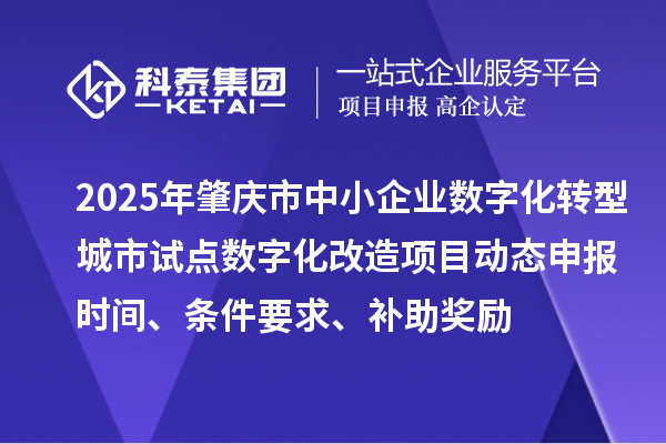 2025年肇慶市中小企業數字化轉型城市試點數字化改造項目動態申報時間、條件要求、補助獎勵