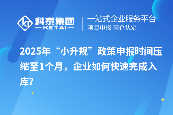 2025年“小升規”政策申報時間壓縮至1個月,企業如何快速完成入庫?