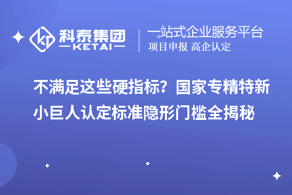 不滿足這些硬指標?國家專精特新小巨人認定標準隱形門檻全揭秘