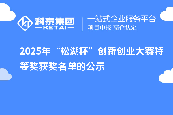 2025年“松湖杯”創新創業大賽特等獎獲獎名單的公示